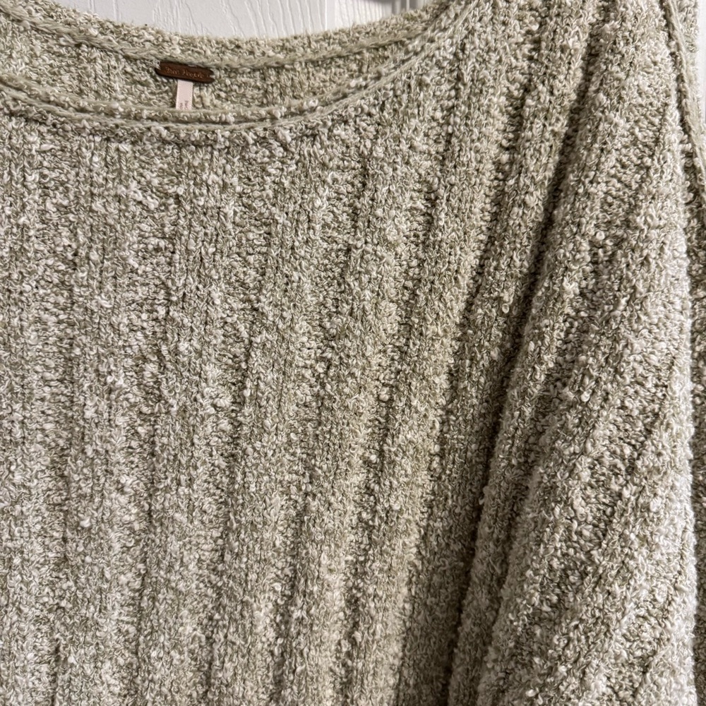 FREE PEOPLE Good Day Pullover Sweater Short Sleeve Beige XS - Picture 7 of 11